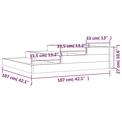 vidaXL taimekast, 107 x 107 x 27 cm, ebatsuuga puit