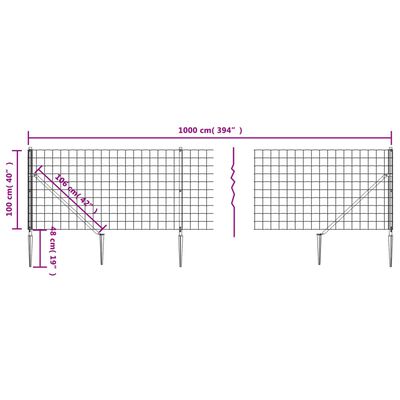 vidaXL traataed vaiadega, antratsiithall, 1x10 m