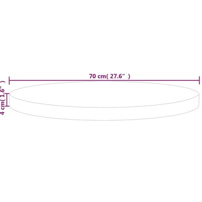 vidaXL ümmargune lauaplaat, Ø70 x 4 cm, töötlemata tammepuit