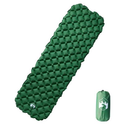 vidaXL täispumbatav matkamadrats, 1 inimesele, roheline, 190x58x6 cm