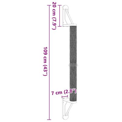 vidaXL seinale kinnitatav kassi kraapimispost, 109 cm, sisal