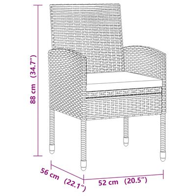 vidaXL 5-osaline aiamööblikomplekt, polürotang, must