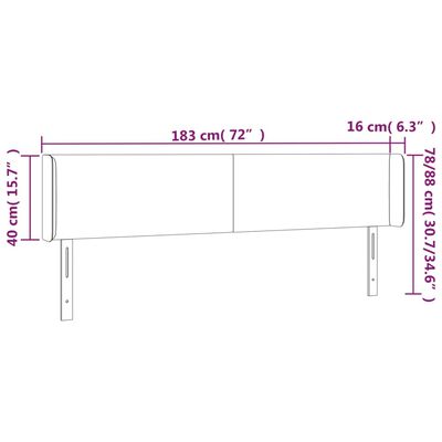 vidaXL voodipeats servadega, must, 183x16x78/88 cm, kunstnahk