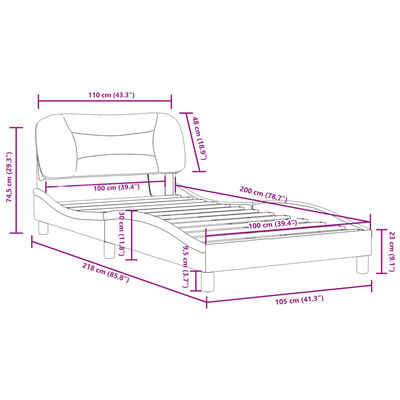 vidaXL voodiraam LED-tuledega, cappuccino, 100 x 200 cm, kunstnahk