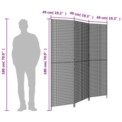 vidaXL 3 paneeliga ruumijagaja, beež, polürotang