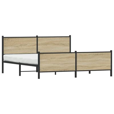 vidaXL metallist voodiraam ilma madratsita Sonoma tamm 193x203 cm