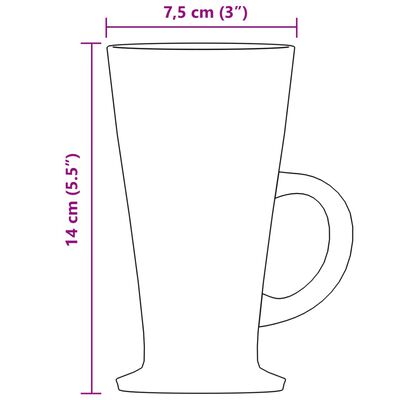 vidaXL sangaga latte klaasid 6 tk, 250 ml