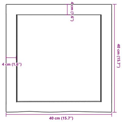 vidaXL vannitoa töötasapind, helepruun, 40x40x(2-4) cm, täispuit