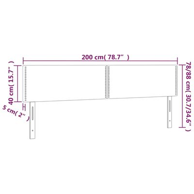 vidaXL LED-voodipeats, hall, 200x5x78/88 cm, kunstnahk