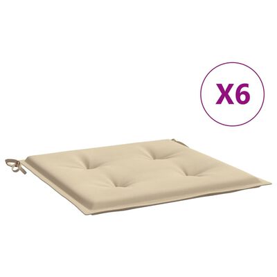 vidaXL aiatooli istmepadjad 6 tk, beež, 50 x 50 x 3 cm, kangas