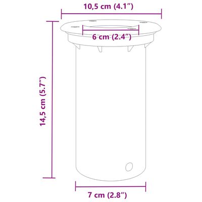 vidaXL süvistatav välivalgusti ümmargune must 10,5x10,5 cm alumiinium