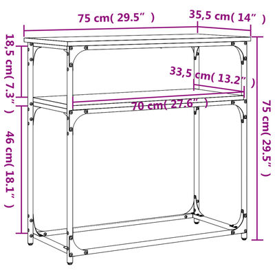 vidaXL konsoollaud, pruun tamm, 75x35,5x75 cm, tehispuit