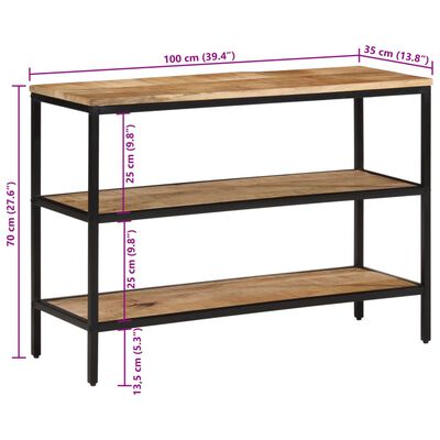 vidaXL konsoollaud, 100 x 35 x 70 cm, töötlemata mangopuit