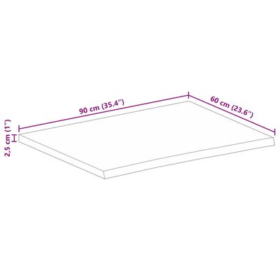 vidaXL lauaplaat, naturaalse servaga, 90 x 60 x 2,5 cm, mangopuit