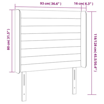 vidaXL LED-voodipeats, helehall, 93x16x118/128 cm, samet