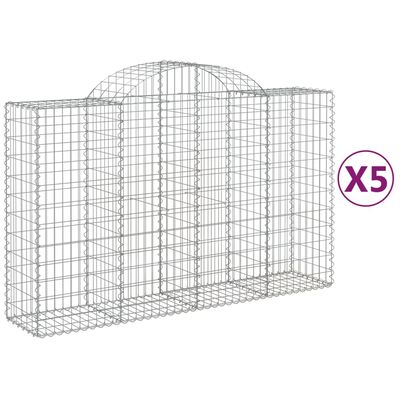 vidaXL kaarekujulised gabioonkorvid 5 tk, 200x50x120/140 cm, raud