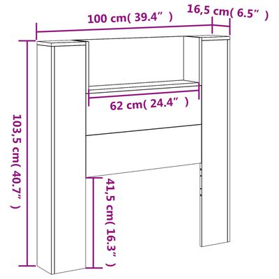 vidaXL voodipeatsi kapp LED-tuledega, must, 100x16,5x103,5 cm