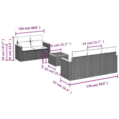 vidaXL 6-osaline aiadiivani komplekt patjadega, must, polürotang