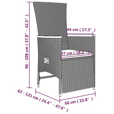 vidaXL 7-osaline aiamööbli komplekt patjadega, hall, polürotang