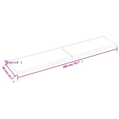 vidaXL seinariiul, tumepruun, 200x40x(2-4) cm, töödeldud tammepuit