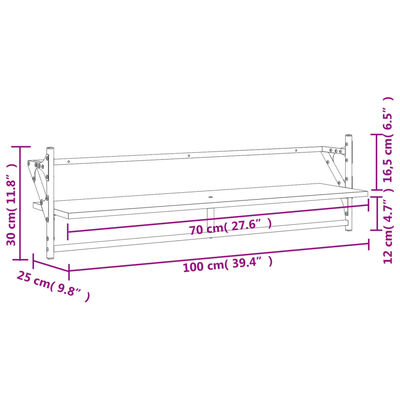 vidaXL lattidega seinariiulid 2 tk, suitsutatud tamm, 100x25x30 cm