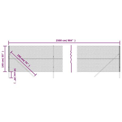 vidaXL võrkaed, roheline, 1,4 x 25 m