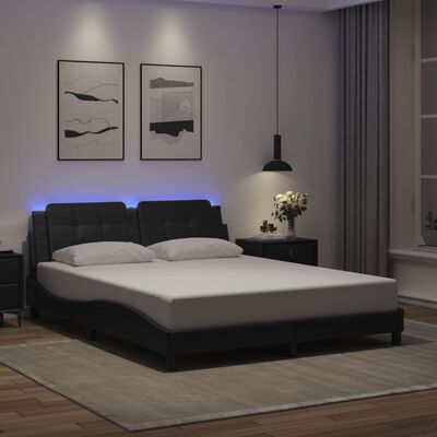 vidaXL voodiraam LED-tuledega, must, 160 x 200 cm, kunstnahk