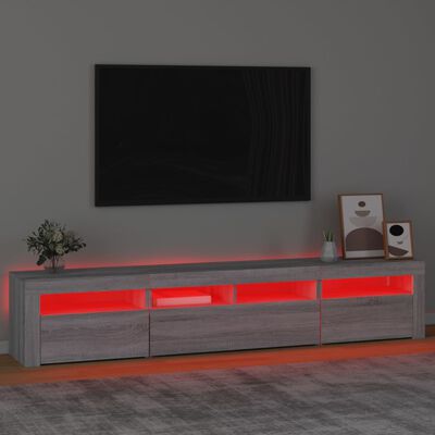 vidaXL telerialus LED-tuledega, hall Sonoma tamm, 210x35x40 cm