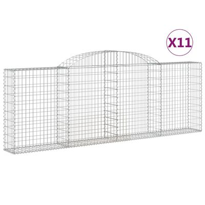 vidaXL kaarekujulised gabioonkorvid 11 tk, 300x30x100/120 cm, raud