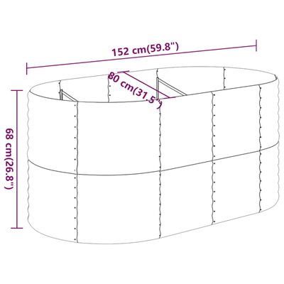 vidaXL aia taimelava, pulbervärvitud teras, 152x80x68 cm, roheline