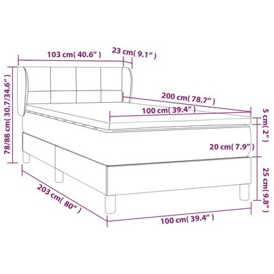 vidaXL kontinentaalvoodi madratsiga, must, 100x200 cm, samet