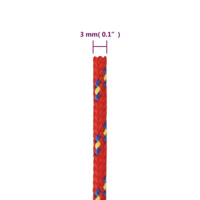 vidaXL paadiköis, punane, 3 mm, 50 m, polüpropüleen