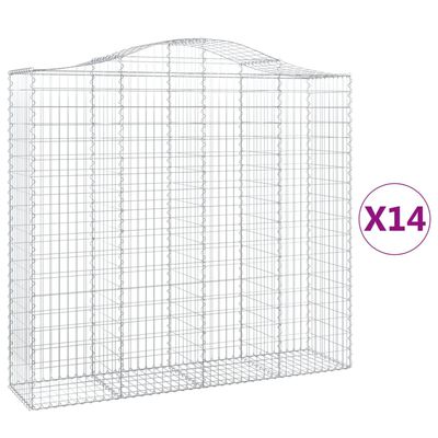 vidaXL kaarekujulised gabioonkorvid 14 tk, 200x50x180/200 cm, raud