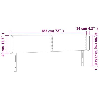 vidaXL voodipeats servadega, tumehall, 183x16x78/88 cm, samet