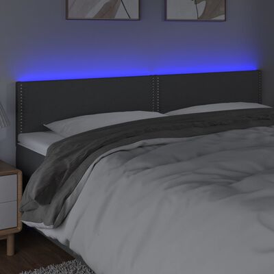 vidaXL LED-voodipeats, tumehall, 200x5x78/88 cm, kangas