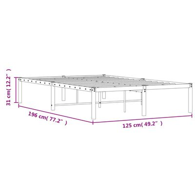 vidaXL metallist voodiraam, must, 120x190 cm