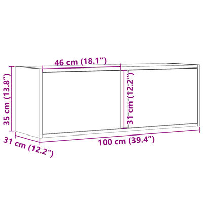 vidaXL teleri seinakapp LED-tuledega, hall Sonoma tamm, 100x31x35 cm