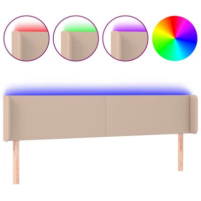 vidaXL LED-voodipeats Cappuccino 183x16x78/88 cm kunstnahk