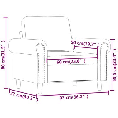 vidaXL tugitool, must, 60 cm, kunstnahk