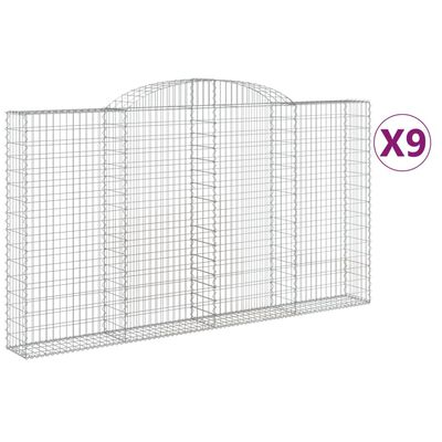 vidaXL kaarekujulised gabioonkorvid 9 tk, 300x30x160/180 cm, raud