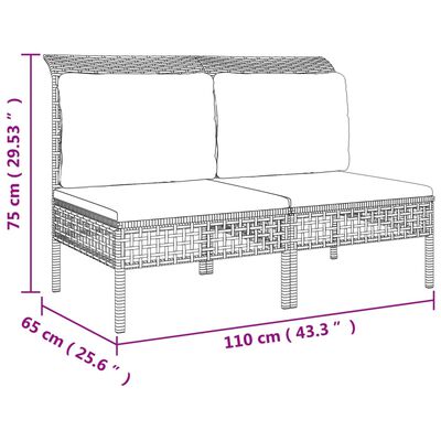 vidaXL 6-osaline aiamööbli komplekt patjadega, hall, polürotang