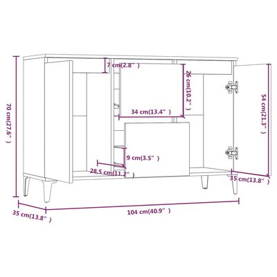 vidaXL puhvetkapp, hall Sonoma tamm, 104 x 35 x 70 cm, tehispuit