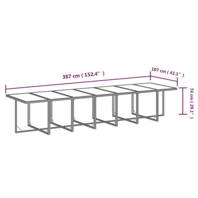 vidaXL 19-osaline aiamööbli komplekt patjadega, polürotang, must