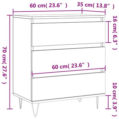 vidaXL puhvetkapp, hall Sonoma tamm, 60x35x70 cm, tehispuit