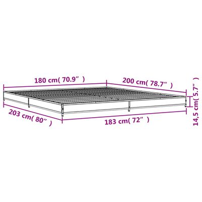 vidaXL voodiraam, pruun tamm, 180 x 200 cm, tehispuit ja metall