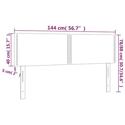 vidaXL voodipeatsid 2 tk, hall, 72x5x78/88 cm, kangas