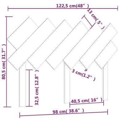 vidaXL voodipeats, must, 132x3x81 cm, männipuit