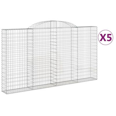 vidaXL kaarekujulised gabioonkorvid 5 tk, 300x30x160/180 cm, raud