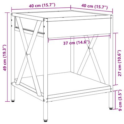 vidaXL kohvilaud LED-tuledega, suitsutatud tamm, 40x40x49 cm