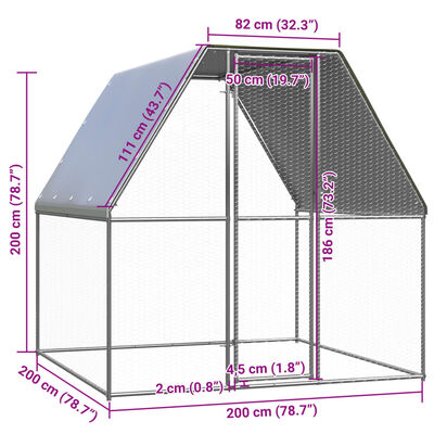 vidaXL kanapuur, hõbedane ja hall, 2 x 2 x 2 m, tsingitud teras